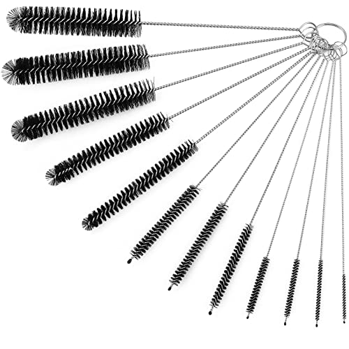 Ixiaoyoo 12 Pcs Straw Cleaner Brushes Set, 8.2 Inch Nylon Cleaning Brush | Black Tube Cleaner Brushes for Tumbler, Sippy Cup, Water Bottles, Hummingbird Feeders, Pipes, Sink Drain & Pet Waterers - color: 8.2 Inch Black Cleaning Brushes