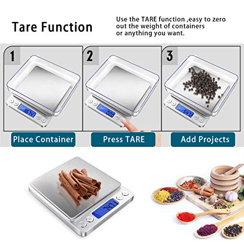 Fuzion Digital Gram Scale .01 Gram Accuracy, 500g Small Jewelry Scale, Mini Kitchen Food Scale for Herb, Powder, Gold, Coin - Weight Gram and Oz - color: Silver
