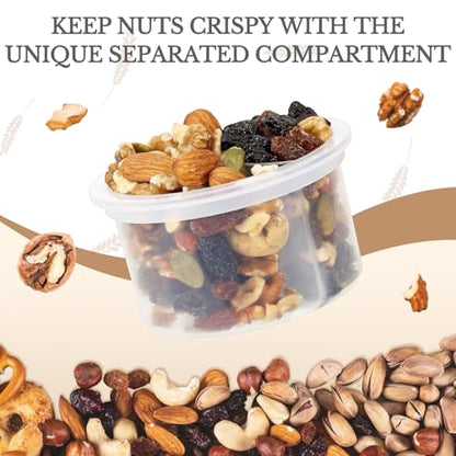 SOLIGT 2 Pack Overnight Oats Containers with Lids, Folding Spoons and Divided Compartments for Fruit & Nuts, Small Glass 16oz Mason Jars for Oatmeal Yogurt Parfait - color: 2 Set-Oat White/Wisteria Purple