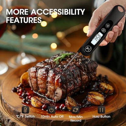 DOQAUS Meat Thermometer Digital for Cooking, Waterproof Instant Read Food Thermometer with 2S Response, Backlight LCD, Foldable Probe for BBQ Smoker Turkey Candy Oil Fry | Waterproof Backlight LCD, Foldable Probe for BBQ Smoker Turkey Candy Oil Fry