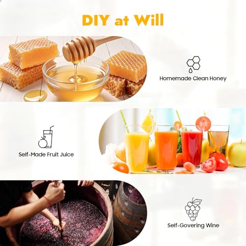 Mesh Honey Press Machine Household Manual Honey Press Wax Press Beekeeping Tool 304 Stainless Steel Extractor Beekeeping Tool for Beekeeping Agriculture Vertical Stripe Silver