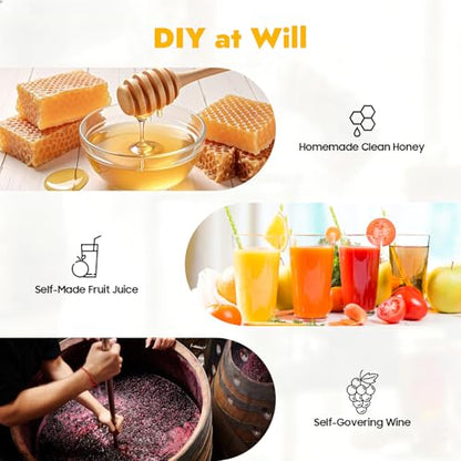 Bee Honey Press Extractor, Mesh Beeswax Press Machine Honey Extractor Stainless Steel Household Manual Honey Press Machine for Press Honey, Beeswax, Oil Residue, Chili Oil, 2.6 gal