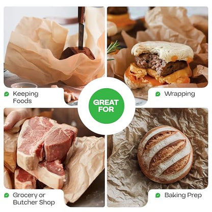 Brown Wet Wax Paper Roll 18" x 100' - USA-Made Moisture-Repellent Cooking Paper for Packing, Storing & Freezing - Heavy-Duty Food-Safe Wrapping Material for Meat, Cheese & Baked Goods by IDL Packaging - size: 18" x 100 feet