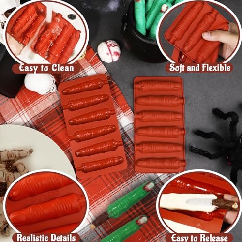 Webake The Original Halloween Witch Finger Chocolate Mold, 6-Cavity Finger Pretzel Rod Molds for Chocolate, Pretzel, Cookie, Pack of 2 - style: Finger