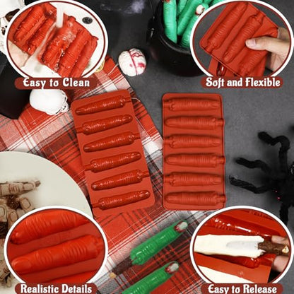 Webake The Original Halloween Witch Finger Chocolate Mold, 6-Cavity Finger Pretzel Rod Molds for Chocolate, Pretzel, Cookie, Pack of 2 - style: Finger