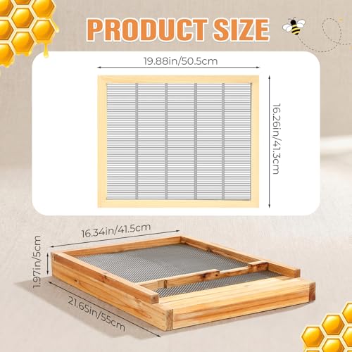Beeveer 3 Pcs Beehive Screened Bottom Board with Entrance Reducer and Wooden Frame Metal Queen Excluder for Langstroth 10 Frame Bee Hive Bee Beekeeping Supplies - style: Wooden Frame