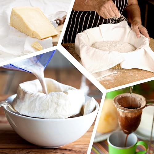 7 Pcs Reusable Cheese Cloths for Straining, 20x20 Inch Hemmed Cheese Cloth Bag for Straining, 100% Unbleached Cotton Cheesecloth for Cooking, Baking, Juicing, Cheese Making, Grade 100, Precut