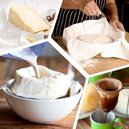 7 Pcs Reusable Cheese Cloths for Straining, 20x20 Inch Hemmed Cheese Cloth Bag for Straining, 100% Unbleached Cotton Cheesecloth for Cooking, Baking, Juicing, Cheese Making, Grade 100, Precut