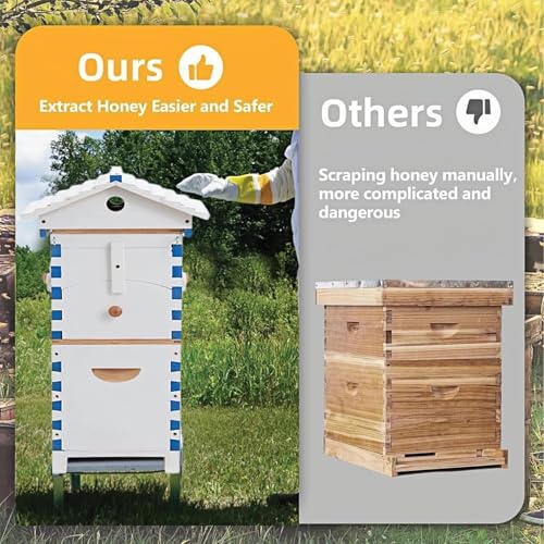 Beehive Starter Kit, Complete Flow Bee Box – Observation Window, Honey Spout, Carpenter Bee House for Garden Pollinators & Beginner Beekeeping