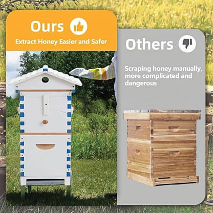 Beehive Starter Kit, Complete Flow Bee Box – Observation Window, Honey Spout, Carpenter Bee House for Garden Pollinators & Beginner Beekeeping