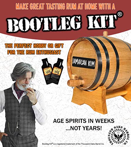 Dark Jamaican Rum Making Bootleg Kit w/Chalkboard & Book- Thousand Oaks Barrel Co. – Make & Age Spirits in an Oak Cask Keg- Best Father’s Day Gift Ever (2L) - size: 2 Liter