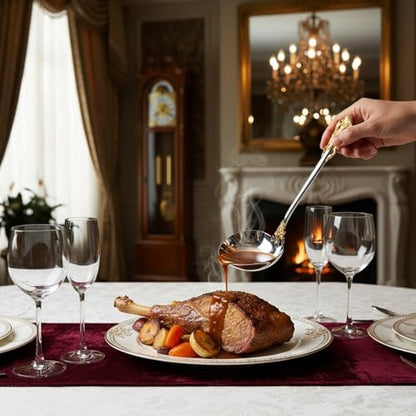 KEAWELL Premium 7.5 inch Luxury Gravy Ladle, 18/10 Stainless Steel, Small Gravy Spoon for Home. Solid and Sturdy, Dishwasher Safe. (1, Gold Accent) - color: Gold Accent