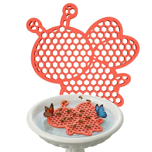 Bee Watering Station for Garden Floating with Safe Landing Pads | Butterfly & Pollinator Watering Station| Beekeeping Supplies & Outdoor Garden Décor. Honeybee (1, Orange) - color: Orange