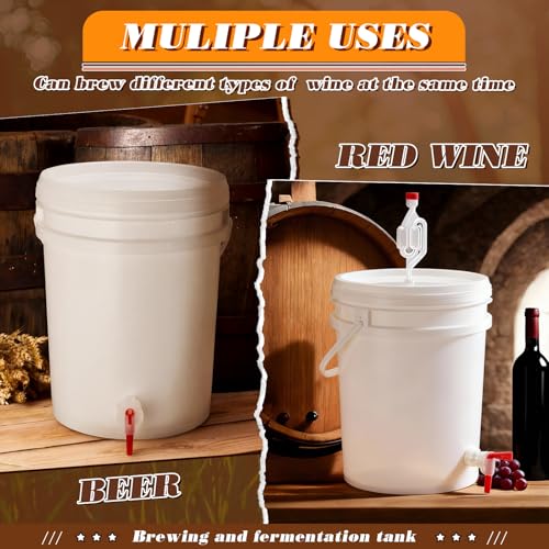 4 Pcs 6.5 Gallon Fermenting Bucket White Fermentation Bucket with Spigot Twin Bubble Airlock and Silicone Bung Fermentation Kit for Home Beer Wine Mead Other Fermented Beverage - size: 6.5 Gallon