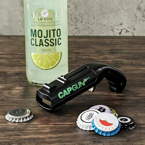 4PCs Black Novelty Cap Gun Style Bottle Opener – Realistic Construction with Ergonomic Grip for Beverages, Themed Parties & Gifts - color: Black