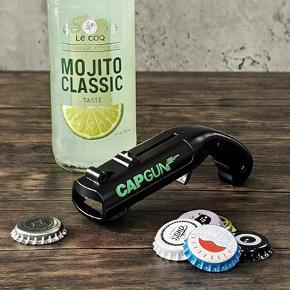 4PCs Black Novelty Cap Gun Style Bottle Opener – Realistic Construction with Ergonomic Grip for Beverages, Themed Parties & Gifts - color: Black