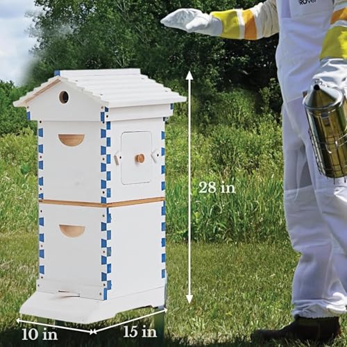 Beehive Starter Kit, Complete Flow Bee Box – Observation Window, Honey Spout, Carpenter Bee House for Garden Pollinators & Beginner Beekeeping