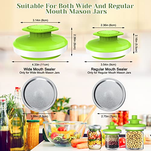 Mason Jar Vacuum Sealer Kit, Vacuum Sealer for jars Canning Sealer and Accessory Hose Mason Jar Attachment with Manual Vacuum Pump and Lid Opener for Wide&Regular Mouth Mason Jars - color: Green