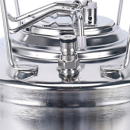 Stainless Steel 1.6 Gallon Mini Ball Lock Keg System For Small Batch HomeBrewing Beer Brewing Strap Handle (6L)