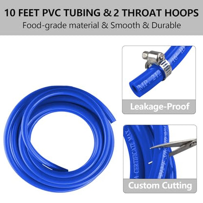 LUCKEG Gas Line Assembly Including Blue Beer Gas Line ID 5/16",OD 9/16" Length 10ft, CO2 Hose Clamps for Kegerator Draft Beer Brew,Cornelius Keg Homebrewing and Wine making