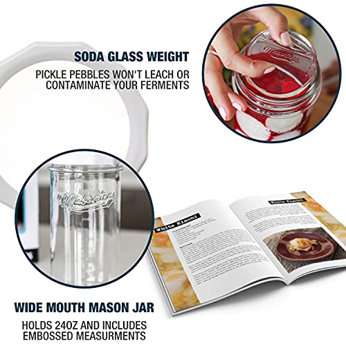 Masontops Fermentation Jar Starter Set, Easy Vegetable Fermentation Kit, Includes Mason Jar, Pickle Kit with Fermentation Lids & Fermentation Weight - size: Wide Mouth With Jar