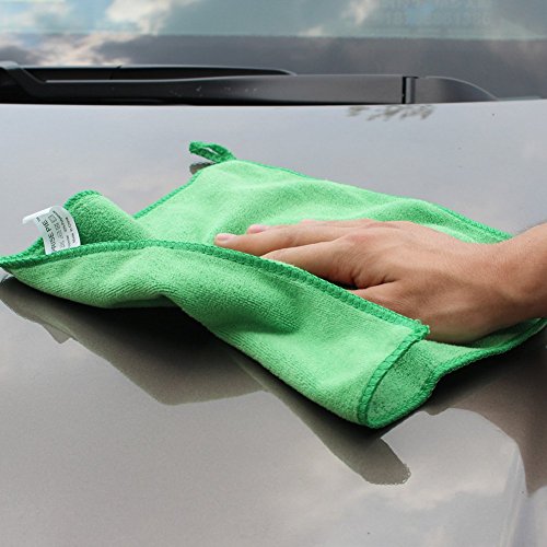 Ultra Absorbent 400 GSM Microfiber Cleaning Cloths, Thick Lint Free Reusable Towels for Kitchen, Glass, Car Detailing, Appliances & Household Cleaning, 12 Pack 12"x12" Green - color: Green