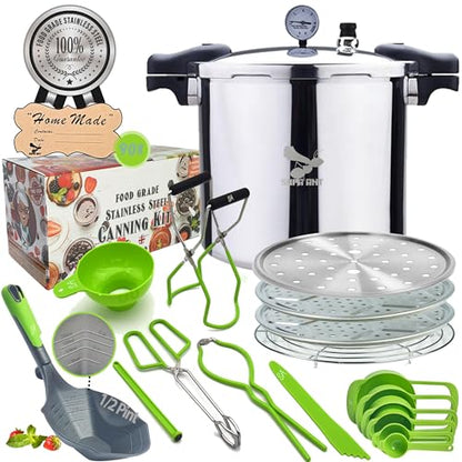 Supa Ant Canning Supplies Starter Kit - Water Bath Pot with Rack and Lid - Jar Lifter, XL Ladle, Jar Tongs, and Bubble Popper - size: 13-Piece Pro