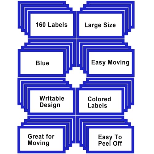 6 x 4 inch Large Moving Labels for Boxes, Blank Moving Boxes Labels Stickers, 160pcs 8 Color Coded Moving Stickers Packing Labels Stickers for Home Organization Projects, Kitchen, Storage Bins, (Blue) - color: A-color-blue