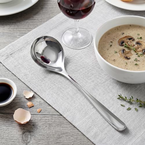 2Pcs Stainless Steel Small Ladles, 8 Inch Gravy Ladle Soup Spoons | Silver Mini Soup Ladle, Kitchen Utensil Cooking Serving Spoon for Cooking Buffet, Party, Kitchen