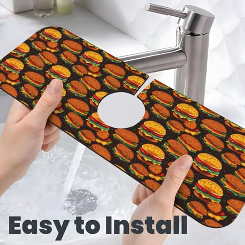 Hamburger Faucet Mat For Kitchen Sink, Absorbent Countertop Protector, Quick Dry Sink Splash Guard Pad, Waterproof Draining Mat 15" X 5.5" - color: Style 10