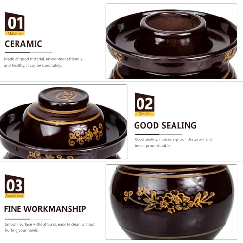 Kichvoe Traditional Ceramic Pickle Jar 5.5 Jin Thickened Sichuan Sauerkraut Storage Container Sealed Fermentation Crock for Household Kimchi and Pickled Vegetables Random Color