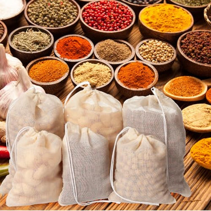 Boao 24 Pcs Spice Cooking Cheesecloth Bags for Straining Reusable Empty Tea Drawstring Soup Muslin Bags(3 x 4 Inch, 6 x 8 Inch) - size: 3 x 4 Inch, 6 x 8 Inch