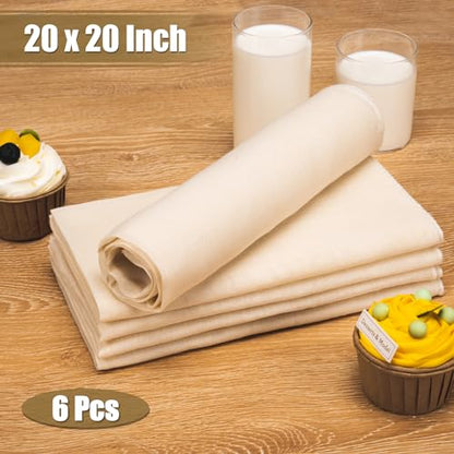 Amrules Cheese Cloths for Straining, 6PCS 20x20 Inch Grade 100 Cheese Cloth, Reusable Washable Unbleached Pure Cotton Cheesecloth for Cooking and Cheese Making with Hemmed Edge - size: 20x20 Inch - 6 PC