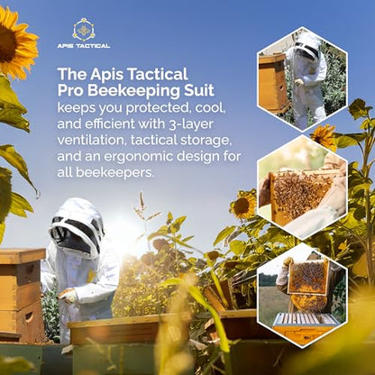 Pro Full-Length Beekeeper Suit for Men & Women, Ventilated Cotton Mesh, Protective Bee Keeper Suits for Hive Inspections - size: M-Tall
