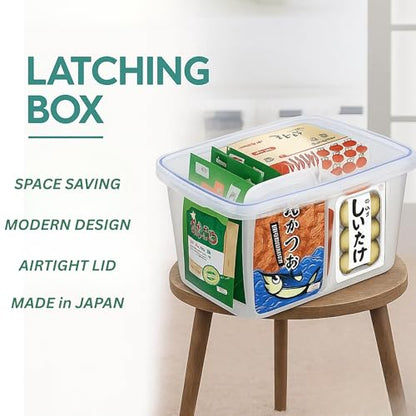 Lustroware Jumbo Food Storage Container Set of 2 with Lids – 12 & 17 Quart Airtight Latching Boxes, Heavy-Duty Stackable Bins for Rice, Flour, Pet Food, Closet, Pantry, Kitchen, Pantry, Made in Japan
