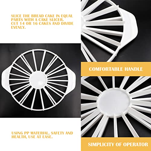 Cake Portion Cutter, Cake Divider Cheesecake Slicer for Even Slices Double-Sided 14 or 16 Slices, White