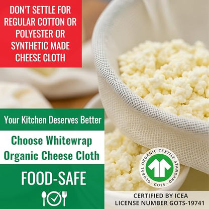 Cheesecloth Grade 100 Hemmed Edges – 100% Unbleached Cotton Fine Mesh Nut Milk Bag, Reusable Straining Cloth for Cheese Making, Yogurt, Juicing, Cooking & Crafts – 6 Pack 20x20 Inch - size: Grade 100 Pack of 6