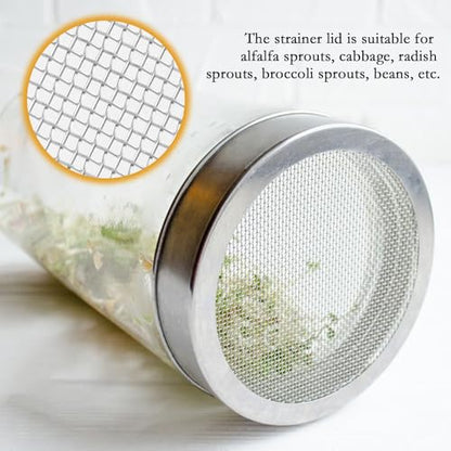 10Pcs Stainless Steel Screen Filter Strainer Lid for 82mm Wide Mouth Mason Jar, Sprouting Lids, Mason Jar Sprouting Lids