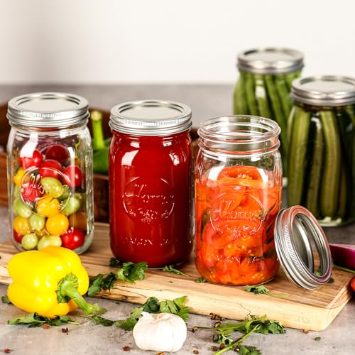 12 Pack Wide Mouth Mason Jars 32 oz - Heavy Duty Glass Quart Mason Jars With Airtight Lids for Pickling, Canning, Food Storage, Meal Prep and Fermenting, Leak Proof - color: 32 oz-12Pack-Home