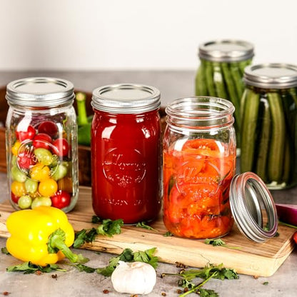 12 Pack Wide Mouth Mason Jars 32 oz - Heavy Duty Glass Quart Mason Jars With Airtight Lids for Pickling, Canning, Food Storage, Meal Prep and Fermenting, Leak Proof - color: 32 oz-12Pack-Home
