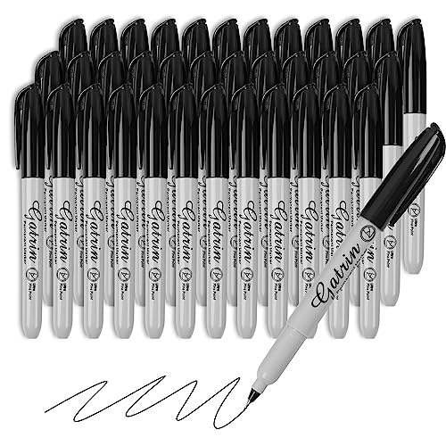 Ultra Fine Point Black Permanent Markers, 36 Pack Ultra Fine Point Black Permanent Marker set, Works on paper, Plastic, Stone, Glass, Metal