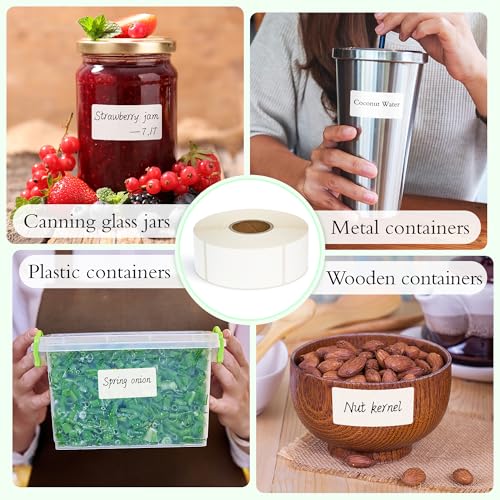 ESSENTIAL 2000 Dissolvable Food Labels, 1 x 2 Inch Blank White Dissolvable Canning Labels for Food Storage, Food Containers, Mason Jars, Freezer(4 Roll - 2000 Labels) - size: 4 Roll -2000 Labels