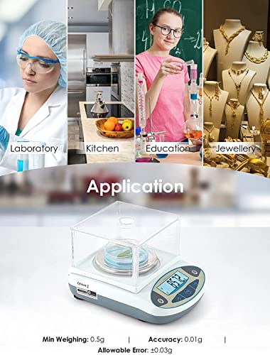 CGOLDENWALL Precision Lab Scale 3000g X 0.01g Digital Analytical Balance Laboratory Balance Jewelry Scale Scientific Scale 0.01g Accuracy 110V (3000g, 0.01g) - size: 3000g