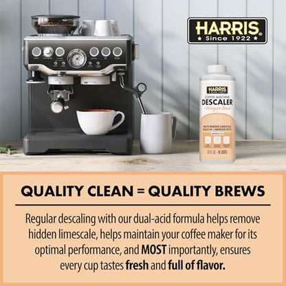 HARRIS Coffee Machine Cleaner Descaler Descaling Solution - 32 Fl. Oz. (8 Uses) Compatible with Keurig,Nespresso,Breville,Delonghi, Jura Ninja - Espresso Coffee Maker Cleaner, Limescale Remover - size: 32 Fl Oz (Pack of 1)
