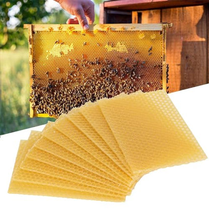 Beehive Wax Foundation Sheets, 30Pcs Bee Comb Honey Frame for Beekeeping, Honeycomb Beeswax Sheets for Candles Making and Furniture Polishing
