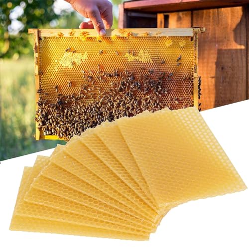60pcs Bee Hive Foundation Sheets, 16.5" Beehive Wax Foundation, Deep Beeswax Foundation Sheets for Bee Frames Beekeeping Tools