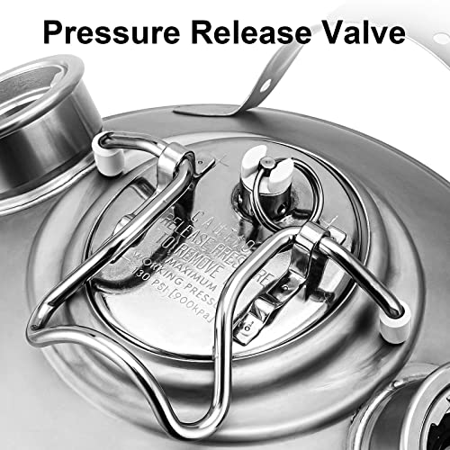 2.5 Gallon Cleaning Keg, Dual Head-Sankey D Ports, Wash Out Keg with Rubber Base for Beer Lines Cleaning - size: 2.5 Gallon