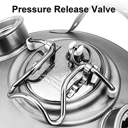 2.5 Gallon Cleaning Keg, Dual Head-Sankey D Ports, Wash Out Keg with Rubber Base for Beer Lines Cleaning - size: 2.5 Gallon