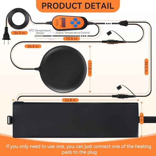 2 Pack Kombucha Heating Pad with Digital Temperature & Timer Kombucha Sourdough Carboy Starter Fermentation Heat Mat for 1-3 Gallon Vessels 2 in 1 Plug Home Brewing Essential