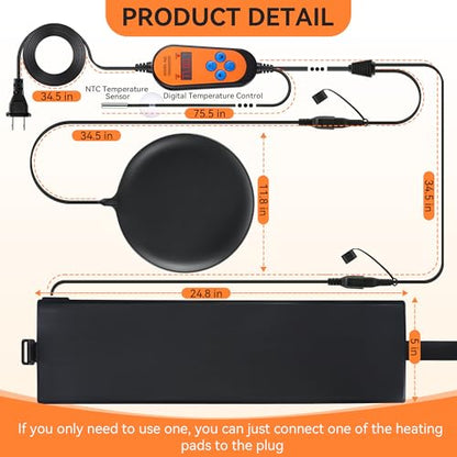2 Pack Kombucha Heating Pad with Digital Temperature & Timer Kombucha Sourdough Carboy Starter Fermentation Heat Mat for 1-3 Gallon Vessels 2 in 1 Plug Home Brewing Essential